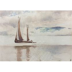 H T M Craig (British contemporary): 'Penkiln Burn Autumn' pastel signed together with English School (20th century): Sailing boat, watercolour signed with monogram MF and a framed Papyrus signed S Sharip max 32cm x 45cm