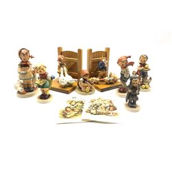 Collection of Hummel figures to include 'March Winds', 'Feeding Time', 'Be Patient', 'Bashful', pair of bookends (one a/f) and other Hummel figures (8)