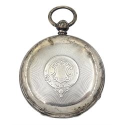 Victorian silver open face lever pocket watch by Taffinder, Rotherham, No. 18446, silvered dial with Roman numerals, London 1874