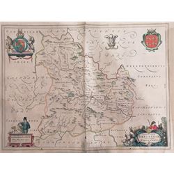 After Johannes Blaeu (Dutch 1571-1638): 'Comitus Brechiniae', hand-coloured engraved map of Brecon 41cm x 58cm (unframed)