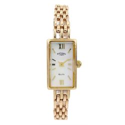 Rotary Elite 9ct gold ladies quartz wristwatch, with mother of pearl dial, hallmarked