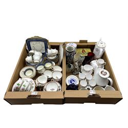 Paragon tea set for ten, pattern no. 7889, Coalport tea ware, Chinese crackle glazed vase, Spode Gothic pattern coffee set etc in two boxes