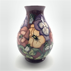  Moorcroft Pansy pattern baluster vase, dated 1994, H20cm   