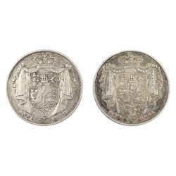 William IIII 1834 and 1836 halfcrown coins