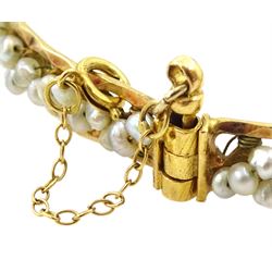 22ct gold pearl openwork bangle 