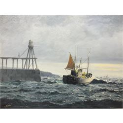 Jack Rigg (British 1927-): Fishing boat off Whitby, oil on canvas signed, dated 1969 verso 50cm x 65cm