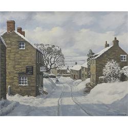 Jonathan F Ormerod (British 20th century): Yorkshire Winter Landscape, oil on board signed 49cm x 59cm