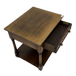 Titchmarsh and Goodwin - oak side table, fitted with one frieze drawer over a pot board base, raised on turned and squared supports 