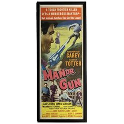 Rare Vintage Western Movie Advertising Poster: 'Man or Gun', starring Macdonald Carey and Audrey Totter pub. 1958 America 90cm x 34cm