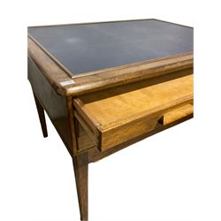 Abbess - Mid-20th century oak plan chest, the inset and projecting top over three long shallow drawers, raised on squared tapering supports  