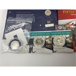 The Royal Mint United Kingdom1998 '25th Anniversary EEC' silver proof piedfort fifty pence with certificate, 2018 'The Royal Birth' brilliant uncirculated silver penny cased with certificate, two The Royal Mint Experience 2019 two pound coins on cards, other commemorative coinage etc