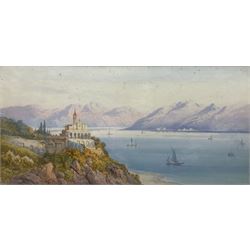 Edwin St John (British 1878-1961): Italian Capriccio Coastal Landscape, watercolour signed 49cm x 24cm