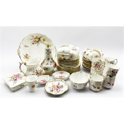 Quantity of Royal Crown Derby 'Derby Posies'  table ware comprising ten coffee cups and saucers, four tea cups and six saucers, six tea plates, milk jug, sugar bowl, bread and butter plate, six other items and a Hammersley 'Lady Patricia' sugar caster (46)