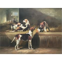 English School (20th century): Litter of Hunting Beagles, oil on canvas unsigned 90cm x 121cm