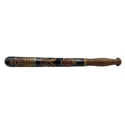 Victorian truncheon painted and inscribed '26th K.R.V. 1868,' and with ribbed grip, possibly Kent Rifle Volunteers L44cm