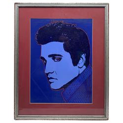 Pete (Peter) Marsh (British 1945-): Elvis Presley, mixed media on board signed and dated 1988 verso 43cm x 32cm