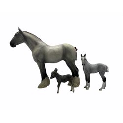 North Light Stallion Shire Horse and Dapple Grey Shire Foal, together with a similar style Donkey (3)