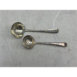 George III silver sifting spoon  London 1791 and another London 1790 2.4oz