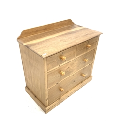 Early 20th century and later pine chest fitted with two short and two long graduated drawers, raised on plinth base, W91cm, H86cm, D49cm