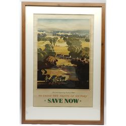 Rowland Hilder (British 1805-1993): 'To Enjoy the Fruits of Victory Save Now', lithographic poster pub. National Savings Committee c.1945, 74cm x 48cm