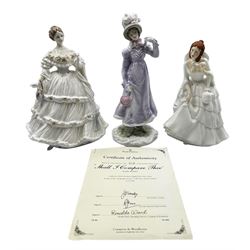 Royal Doulton figure 'Shall I Compare Thee' from the Language of Love Collection HN 3999, limited edition no. 918/12500, Royal Doulton figure ‘Barbara’ and a Royal Worcester The Victoria & Albert Museum figure '1818: The Regency' (3)
