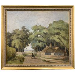 Circle of Dermod William O' Brien PRHA (Irish 1865-1945): Rural Country Scene with Horse and Cart, oil on canvas signed D O'Brien 45cm x 53cm