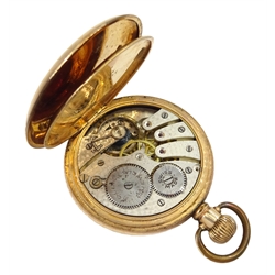  Rolex early 20th century full hunter gold-plated pocket watch, case by Dennision  