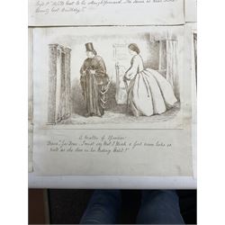A St C Purnell (British mid-19th century): Satirical or Comical Sketches of Victorian Daily Life, set twenty pen and ink sketches with inscriptions and titles below, possibly for newspapers or similar, most signed and dated, all circa 1862-1865, 21cm x 17cm (20) (unframed)