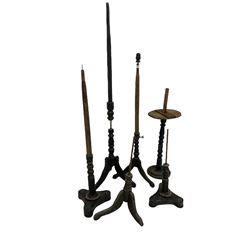 Collection of mid 19th century ebonised mannequin stands of various size
