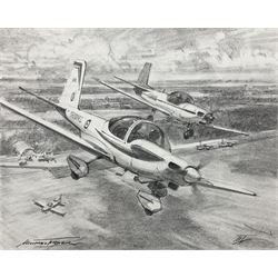 Michael Turner (British 1934-): Fighter Aeroplanes in Flight, pencil signed 18cm x 22cm