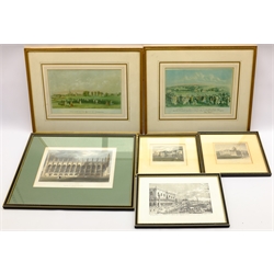 Collection of mainly 19th century engravings and lithographs including York from the Foss after Francis Nicholson, 'York Cathedral Church', 'Castle Howard', 'King's College' Cambridge, and two reproduction lithographs, max 23cm x 34cm (15)