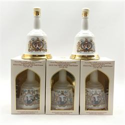 Five Wade Bell's whisky royal commemorative decanters, 75cl,  three boxed and all with contents  