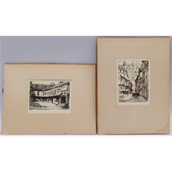 Ella Banks (neé Coates) (British 1889-1937): 'Stonegate' and 'St Williams College' York, pair etchings signed in pencil, titled verso with artist's address 19cm x 14cm and 15cm x 19cm (2)
Provenance: exh. Bradford Corporation Art Gallery, labels verso