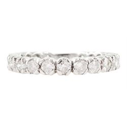 18ct white gold round brilliant cut diamond full eternity ring, stamped 750, total diamond weight 1.00 carat