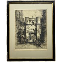 Albany E Howarth (British 1872-1936): Bootham Bar - York, engraving signed in pencil 38cm x 30cm 