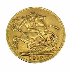 King George V 1913 gold full Sovereign coin
