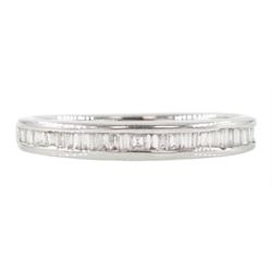 18ct white gold channel set baguette cut diamond half eternity ring, hallmarked, total diamond weight approx 0.30 carat