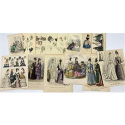 Collection of 19th Century Hand Coloured Fashion Engravings max 31cm x 23cm (14)