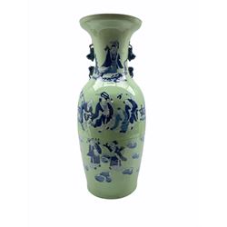 Chinese baluster vase decorated with figures of scholars etc and with animal handles circa 1900 H61cm