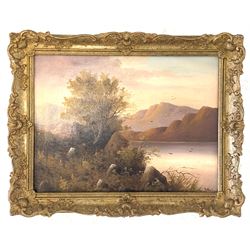 C Walters (British 20th century): Mountainous Lake Landscape, oil on board signed 37cm x 50cm