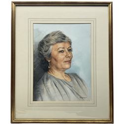 John A Blakey (British 1952-): Portrait of an Elderly Woman, watercolour signed and dated '86, 40cm x 30cm  
