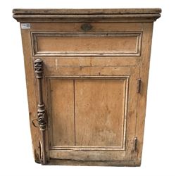 20th century pine cabinet with zinc lining, with lifting lid and cupboard door 