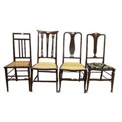Four various Edwardian mahogany bedroom chairs 