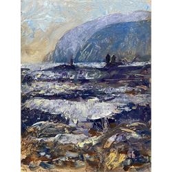 Margaret Williamson (Yorkshire Contemporary): 'Yorkshire Coast', oil on board signed and dated 1999, titled verso 20cm x 15cm