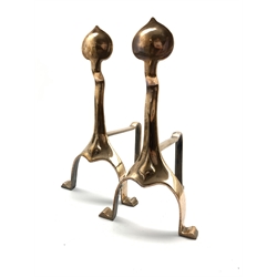  Pair Arts and Crafts copper andirons H39cm  