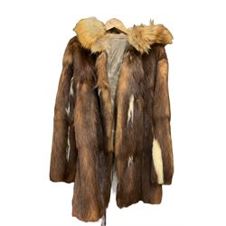 Fur coat, possibly skunk with fox fur collar, half length