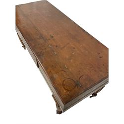 Early 19th century mahogany cased square piano by Thomas Dalmaine & Co, the lifting top revealing rosewood sound fret board, raised on turned reeded supports with castors W174cm H88cm, D68cm