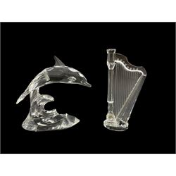 Two Swarovski Crystal models to include a Harp and Dolphin, both with original boxes (2)