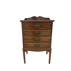 Early 20th century stained beech music cabinet, fitted with four fall front drawers