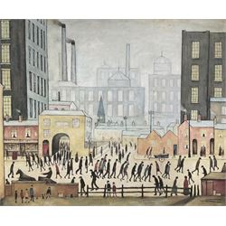 After Laurence Stephen Lowry (British 1887-1976): 'Coming From the Mill', oil on canvas unsigned 100cm x 121cm (unframed)